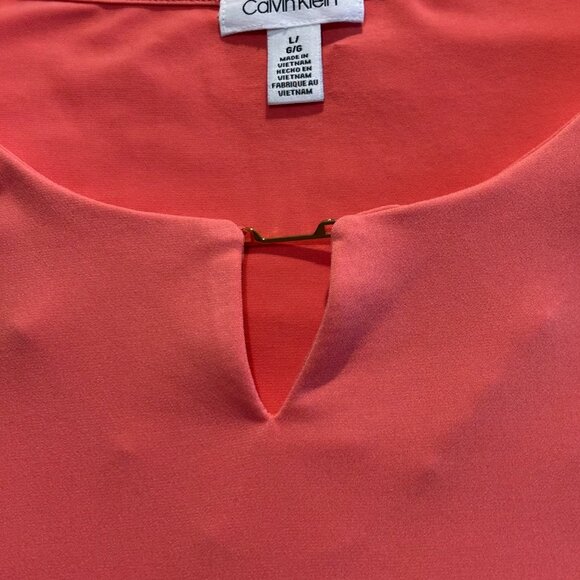 💼 Calvin Klein Coral Sleeveless Keyhole Blouse - Picture 3 of 5